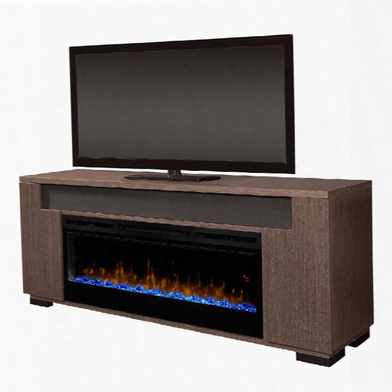 Haley Collection Gds50g5-1671rg 76" Media Bracket With Blf5051 50" Linear Electric Fireplace Samsung Sound Bar And Metal Legs In Rift