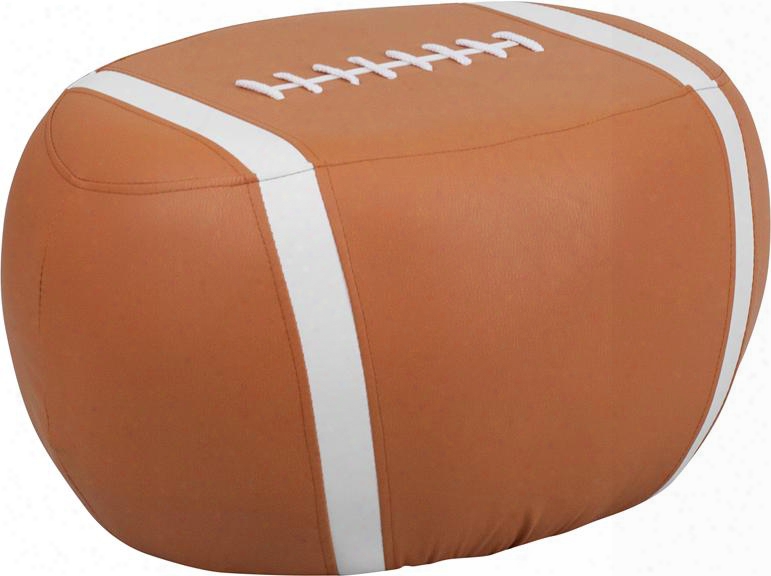 Hr-26-gg 23.5" Kids Sports Stool With Ca17 Fire Retardant Foam And Football Print Vinyl Upholstery In Brown And White