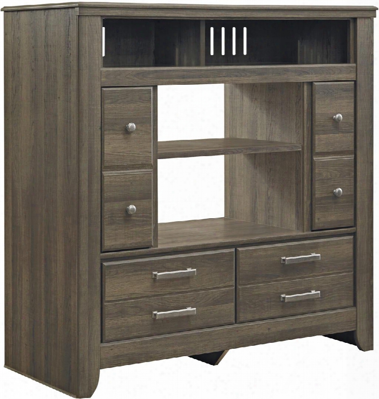 Juararo B251-49 47" Media Chest With Removable Shelf For Fireplace Installation Side Doors And Bottom Drawers In Dark