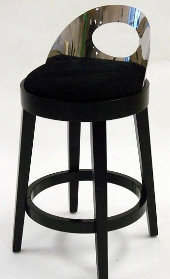 Lc4046babl30 Vista Stationary Microfiber Barstool With Solid Wood Construction Polished Steel Back And Fire Retardantt Foam Padding In
