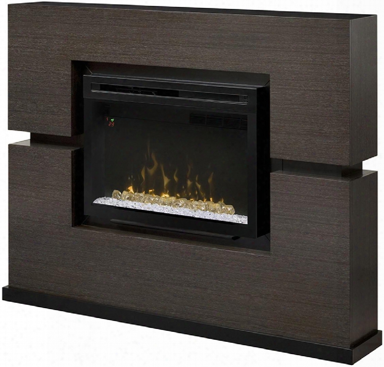 Linwood Collection Gds33hg-1310rg 66" Modern Mantel Package Complete With Pf3033hg 33" Firebox With Glass Ember Bed Multi-function Remote Heat Boost