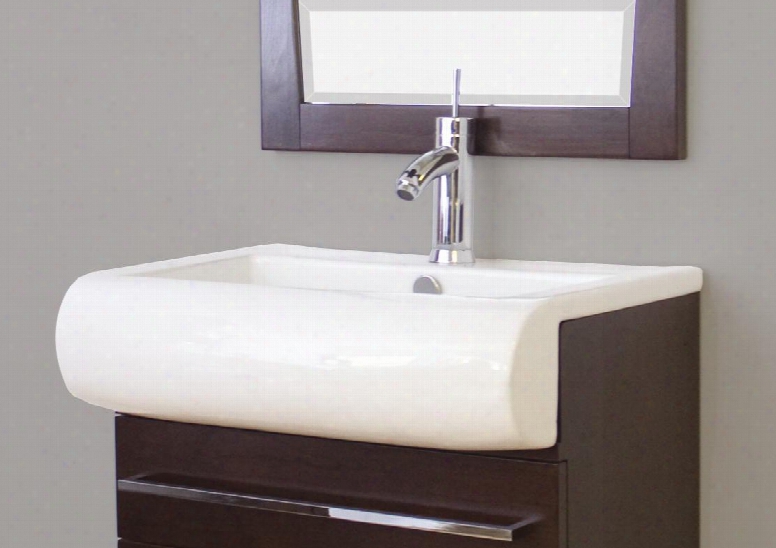 Metro Img-152 24" Rectangular Bull Nose Vanity Sink Top With Single Faucet Hole White Ceramic Top Integral Overflow Premium White Glaze Double Fired And