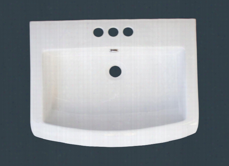 Metro Img-417 24" Rectangular Bull Nose Vanity Sink Top With 4" Faucet Centers White Ceramic Top Integral Overflow Premium White Glaze Double Fired And