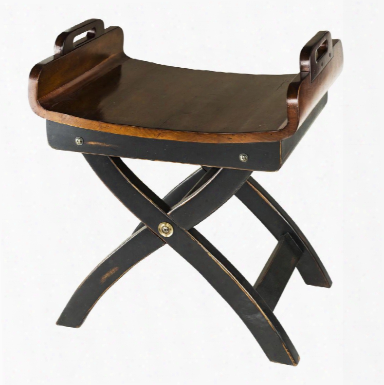 Mf115 Fireside Stool 15.75" Wit Maple & Plywood Material In Black/honey Distressed French