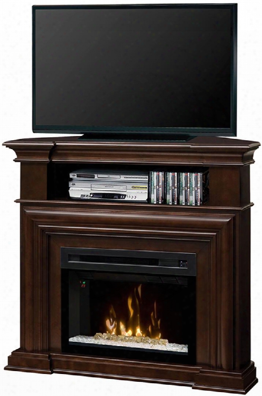 Montgomery Collection Gds25hg-1057e 47" Corner Media Console Complete With Pf2325hg 25" Electric Firebox With Glass Ember Bed Cord Management And Open Storage