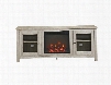 W58FP4DWWO 58" Wood Media TV Stand Console with Fireplace in White