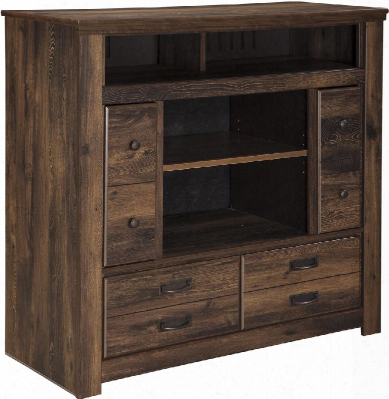 Quinden B246-49 47" Media Chest With Opening For Optional Fireplace 2 Doors 2 Drawers And Adjustable Shelf In Dark