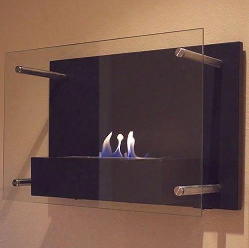 Radia Nf-w4raa 24" Vent Free Wall Mountable Bioethanol Fireplace With High Hea Tpowder Coated Back Tempered Glass Windscreen And Stainless Steel Burner In