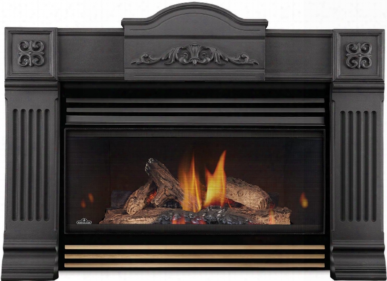 Roxbury Series Gi3600-4nsb+s3600sb Natural Vent Natural Gas Fireplace Insert With Millivolt Ignition Up To 24 000 Btu's Curved Safety Barrier Stainless