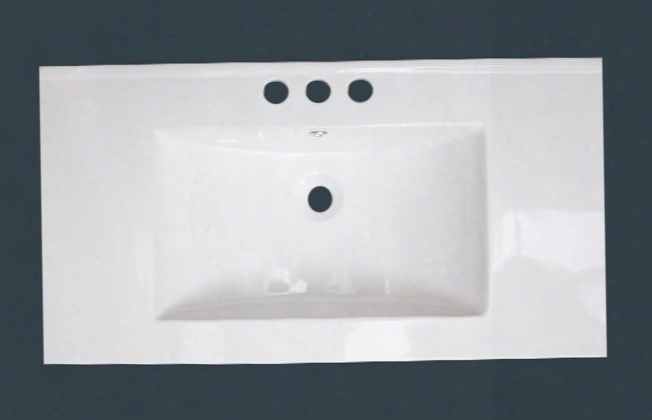 Roxy Img-413 36" Ceramic Vanity Top With Integral Bowl 4" Faucet Holes 1" Thick Profile Rectangular Premium White Glaze Double Fired And Glazed In