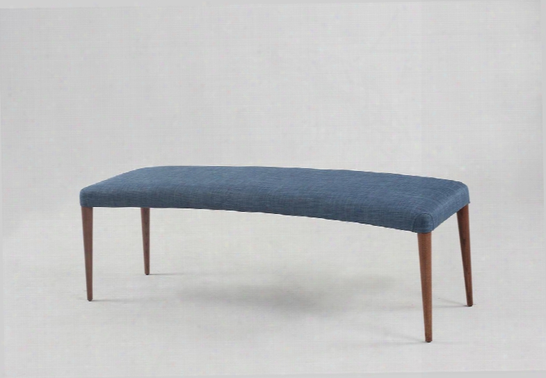 Samira Collection Samira-bch-blu 55" Bench With Blue Woven Fabric Upholstery Fire Retardant Foam And Ash Wood