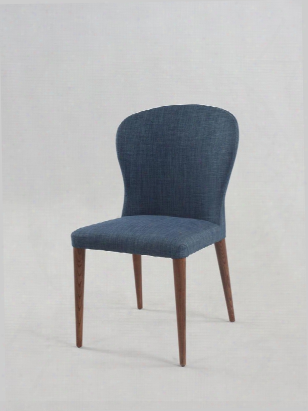 Samira Collection Samira-sc-blu 34" Side Chair With Blue Woven Fabric Upholstery Fire Retardant Foam And Ash Wood