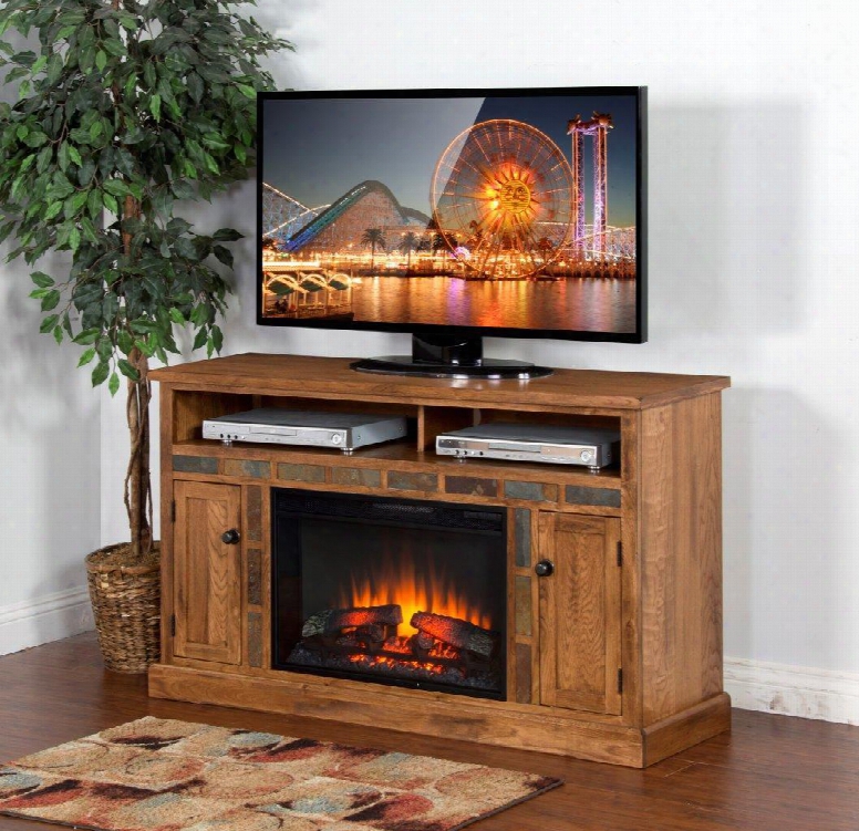 Sedona Collection K3490ro-54f 54" Fireplace Media Console Attending Heater Insert 2 Media Compartments And 2 Doors In Rustic Oak