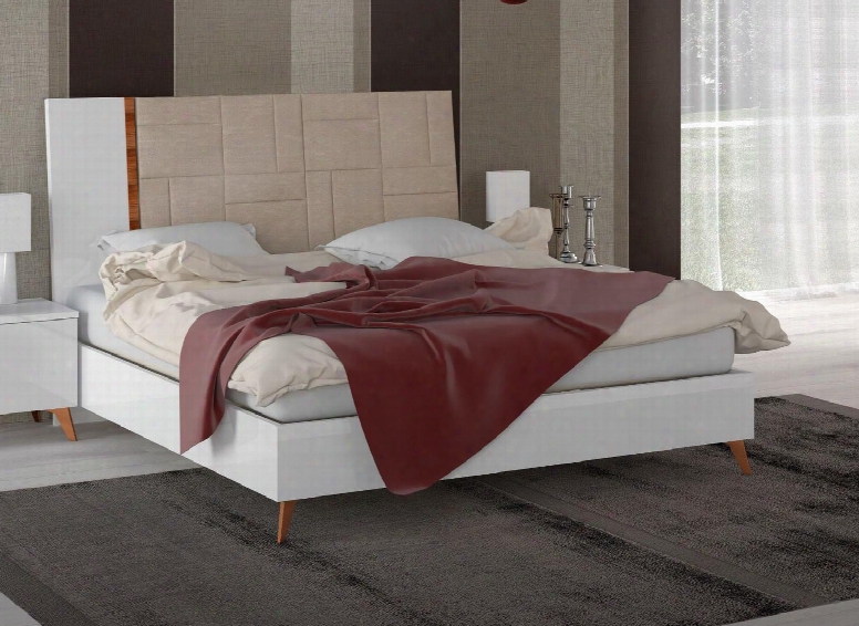 Sirio Collection I17759 Queen Size Panel Bed With Tapered Legs Eco-leather Headboard Upholstery And Fire