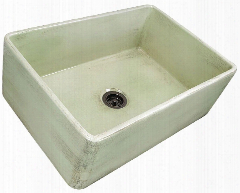 Vineyard Collection Fcfs3020s-shabbygreen 30" Farmhouse Fireclay Sink With Porcelain Enamel Glaze Finish And Distressed Detailing In Light