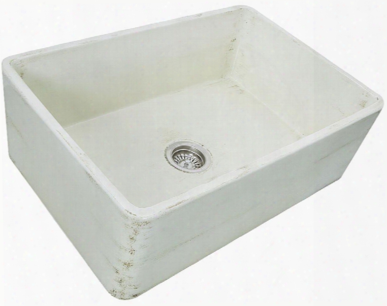 Vineyard Collection Fcfs3020s-shabbystraw 30" Farmhouse Fireclay Sink With Porcelain Enamel Glaze Finish And Distressed Detailing In Pale