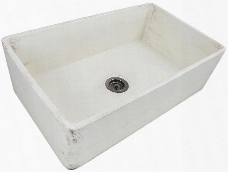 Vineyard Collection Fcfs3320s-shabbystraw 33" Single Bowl Farmhouse Fireclay Sink With Porcelain Enamel Gkaze Finish And Distressed Detailing In Pale