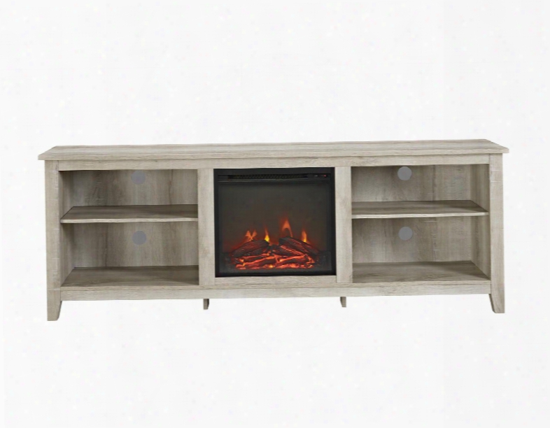 W70fp18wo 70" Wood Media Tv Stand Console With Fireplacee In White