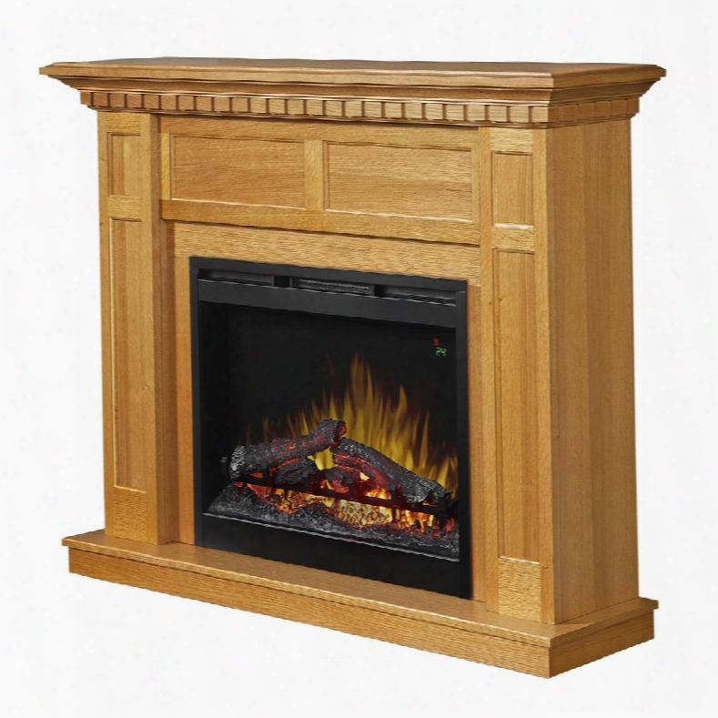 Wilson Collection Gds26l5-1803ro 51" Fireplace And Mantel Package With Dfr2651l 26" Electric Firebox Crown Molding And Slab Style Base In Rift Oak