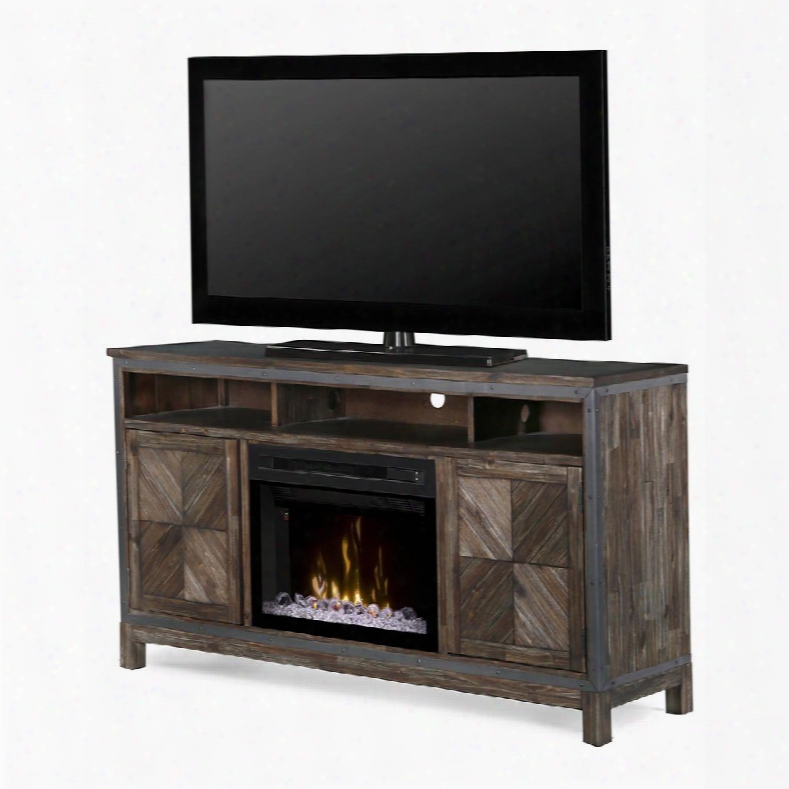 Wyatt Collection Gds25gd-1589by 64" Contemporary Media Console Complete With Pf2325hg 25" Glass Ember Bed Firebox Multi-function Remote And Heat Boost In