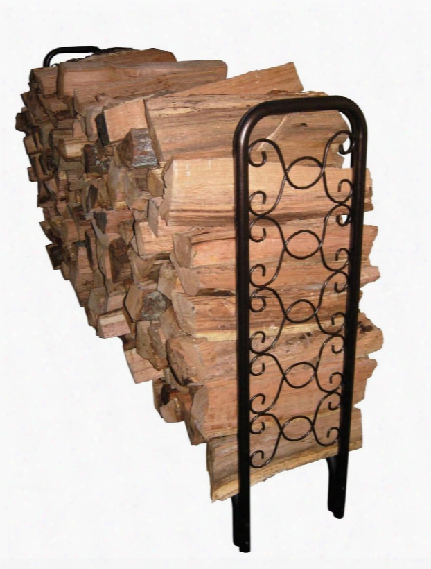 82436 8' Ornamental Scroll Firewood Rack Wth High Capacity Storage And Steel Construction In Hammered Bronze