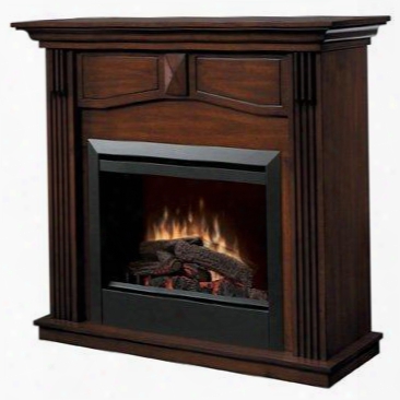 Holbrook Collection Dfp4765bw 44" Fireplace And Mantel Package With 23" Electric Firebox 2" Black Trim And Fluted Pilasters In Burnished Walnut