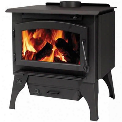 Timberwolf Economizer Series 2100 26" Natural Vent Wood Burning Stove With Up To 52 000 Btu's Epa Certified Refractory Lines Firebox And Heat Radiating