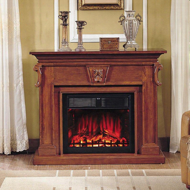 Wf6491-fp Royal Teak Fireplace With 28" Electrical Insert