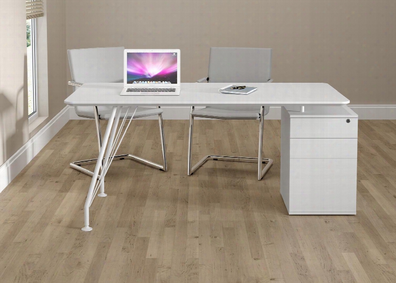 18600wh Home Office White Rectangular Desk With Drawer