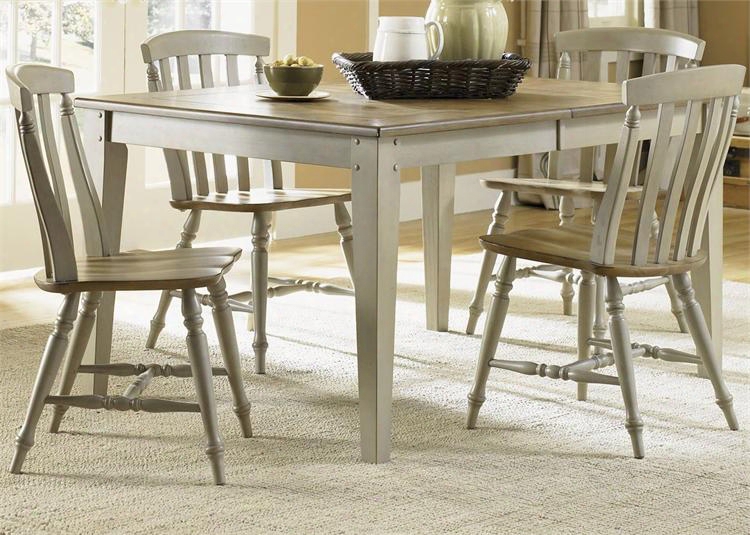 Al Fresco Collection 541-cd-5rls 5-piece Dining Room Set With Rectangular Dining Table And 4 Slat Back Side Cchairs In Driftwood & Taupe