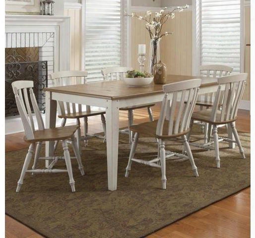 Al Fresco Collection 541-cd-7rls 7-piece Dining Room Set With Rectangular Dining Table And 6 Slat Back Side Chairs In Driftwood & Taupe