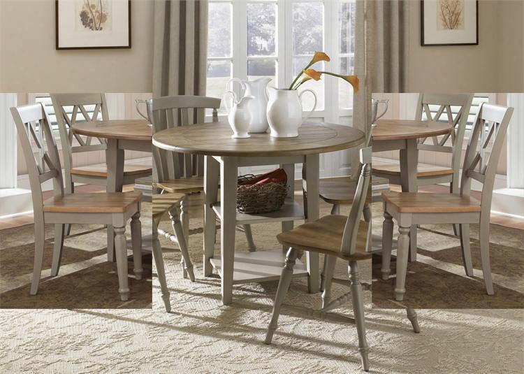 Al Fresco Collection 541-cd-o3dls 3-piece Dining Room Set With Drop Leaf Table And 2 Duble X Back Side Chairs In Driftwood & Taupe