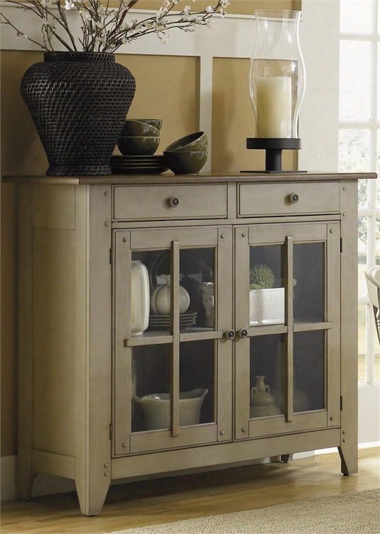 Al Fresco Collection 541-sr5043 50" Server With 2 Felt Lined Drawers 2 Glass Doors And French & English Dovetail Construction In Driftwood & Taupe