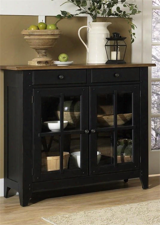 Al Fresco Ii Collection 641-sr5043 50" Server With 2 Felt Lined Drawerss 2 Glass Doors And French & English Dovetail Construction In Driftwood & Black