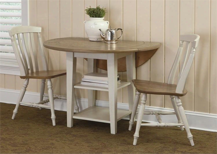 Al Fresco Iii Collection 841-cd-3dls 3-piece Dining Room Set With Drop Leaf Table And 2 Slat Back Side Chairs In Driftwood & Sand