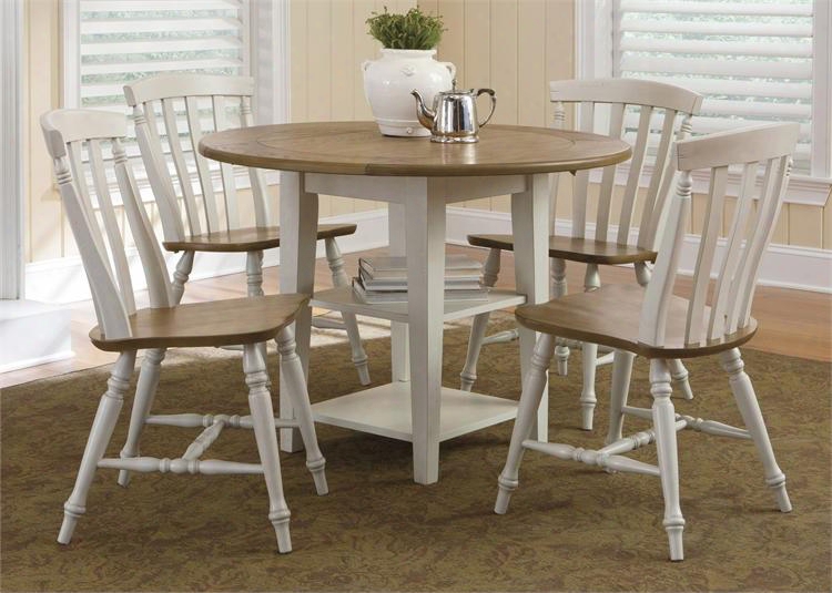 Al Fresco Iii Collection 841-cd-5dls 5-piece Dining Room Set With Drop Leaf Table And 4 Slat Back Side Chairs In Driftwood & Sand