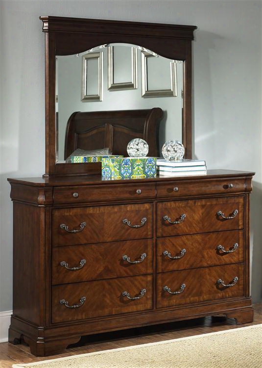 Alexandria Collection 722-br-dm 2-piece Bedroom Set With Dresser And Mirror In Autumn Brown