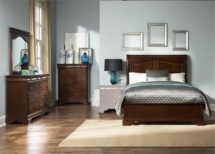 Alexandria Collection 722-br-ksldmc 4-piece Bedroom Set With King Sleigh Bed Dresser Mirror And Chest In Autumn Brown