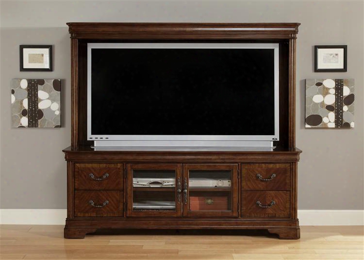 Aleandria Collection 722-ent-enc 22-piece Entertainment Center With 82" Tv Stand And Hutch In Autumn Brown