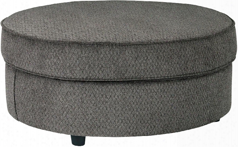 Allouette Collection 9350414 41" Ottoman With Textured Fabric Upholstery Round Top And Pipe Stitching Details In