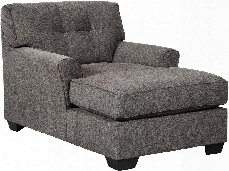 Alsen Collection 7390115 39" Chaise With Fabric Upholstery Tufted Back Pipe Stitching Details And Flared Armrests In