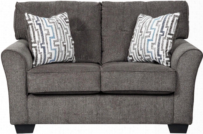 Alsen Collection 7390135 58" Loveseat With Fabric Upholstery Tufted Back Pipe Stitching Details And Flared Armrests In