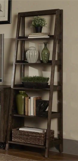 Avignon Collection 197-bk202 72" Leaning Pier With Metal Frame And 5 Shelves In Rustic Brown