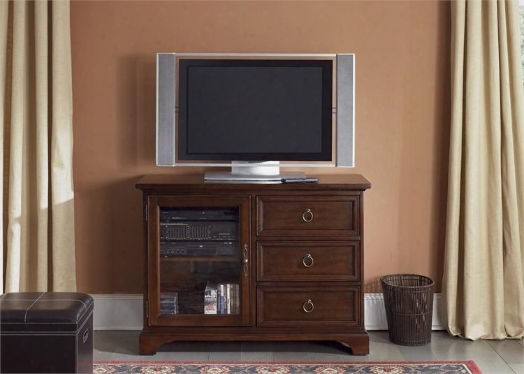 Beacon Collection 452-tv44 44" Tv Console With Glass Door 3 Drawers And Adjustable Shelf In Cherry