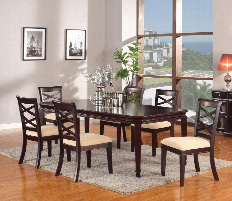 Beale Collection 70215set 7 Pc Dining Room Set With Dining Table + 6 Side Chairs In Espresso