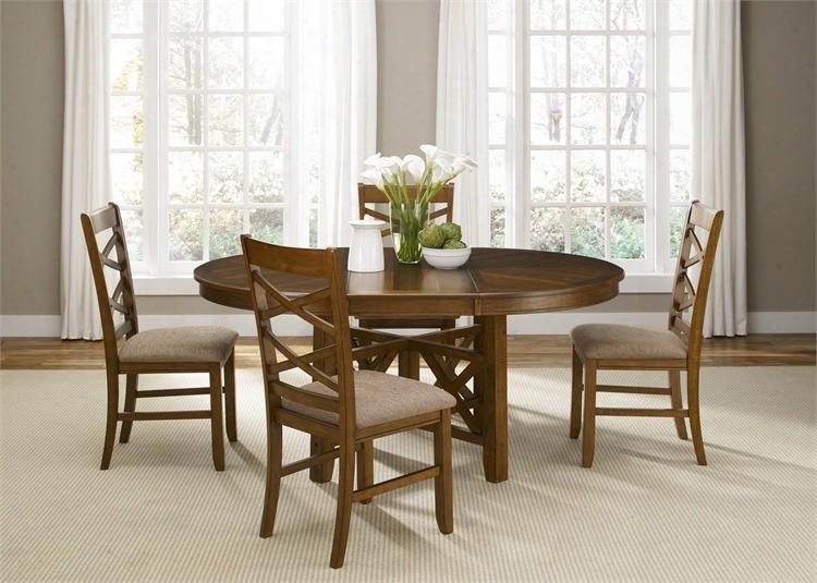 Bistro Collection 64-cd-5ots 5-piece Dining Room Set With Oval Table And 4 Side Chairs In Honey