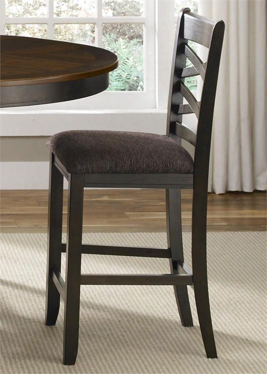 Bistro Ii Collection 74-b300124 41" Counter Chair With Double X Back Block Tapered Legs And Espresso Chenille Upholstery In Honey & Espresso