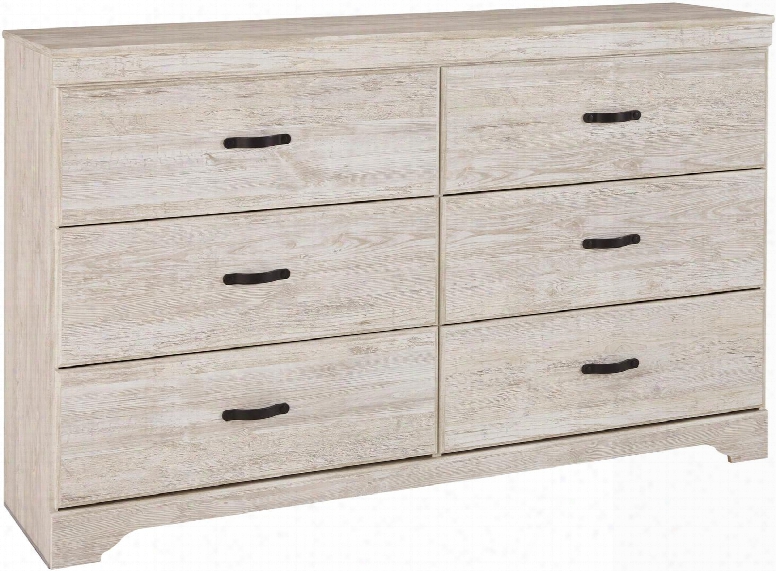 Briartown Collection B218-31 59" Dresser With 6 Drawers Side Roller Glides Contrasting Drawer Pulls Bracket Feet And Replicated Worn-through Distressing In