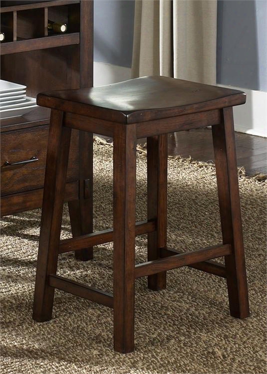 Cabin Fever Collection 121-b0000024 24" Sawhorse Barsttool With Contoured Seat Distressed Finish And Nylon Chair Glides In Bistro Brown