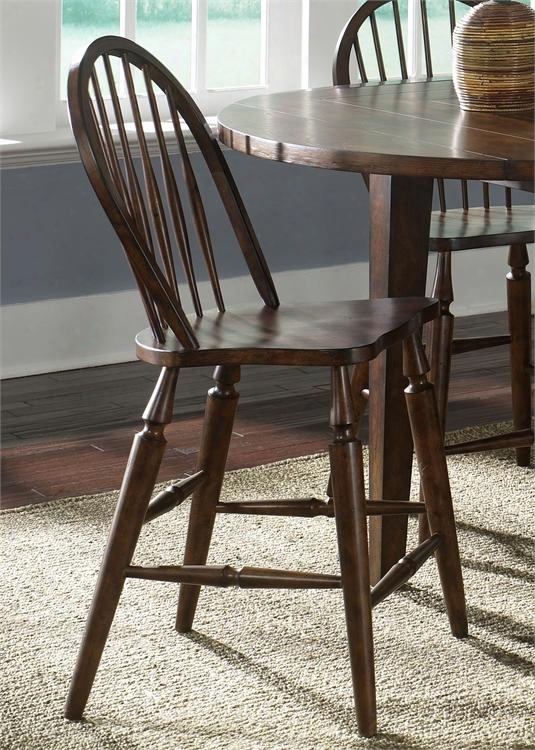 Cabin Fever Collection 121-b100024 24" Bar Stool With Windsor Back Stretcher And Nylon Chair Glides In Bistro Brown